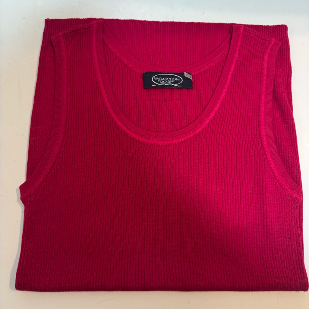 Magaschoni Fuchsia Ribbed Tank Top Silk And Cashmere Blend Vintage